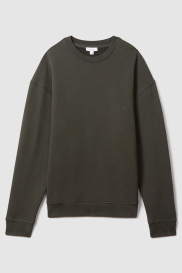 Buy Reiss Khaki Alistar Cotton Crew Neck Sweatshirt from Next Bahrain