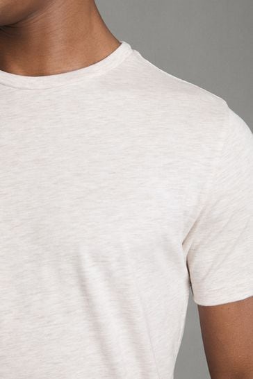Buy Reiss Wheat Melange Bless Cotton Crew Neck T-Shirt from Next Belgium