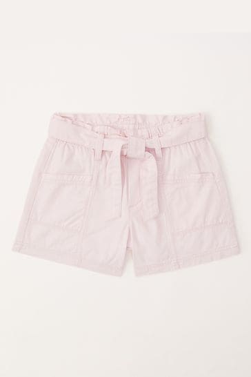 Abercrombie & Fitch Pink Tie Waist Twill Shorts