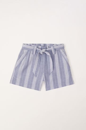 Abercrombie & Fitch Blue Pinstripe Tie Waist Shorts