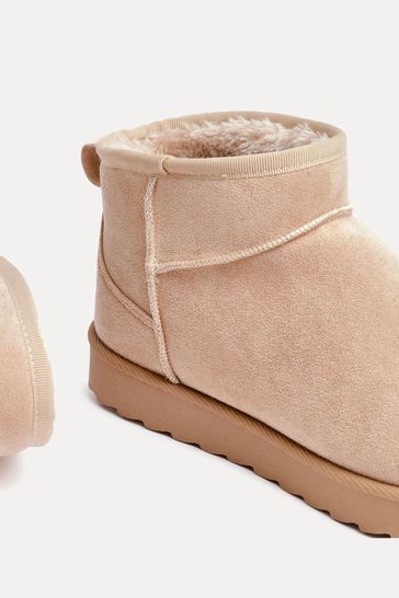 Buy Linzi Nude Mini Addy Faux Suede Faux Fur Lined Ankle Boots