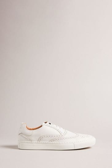 Ted Baker White Dentton Burnished Leather Brogue Hybrid Shoes