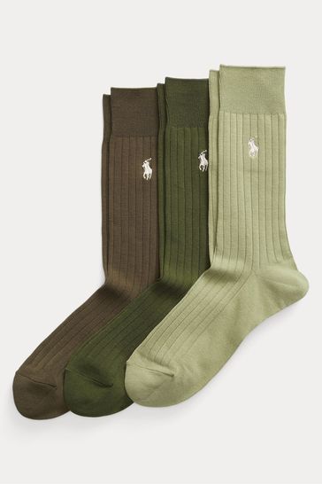 Polo Ralph Lauren Ribbed Cotton-Blend Crew Socks 3-Pack