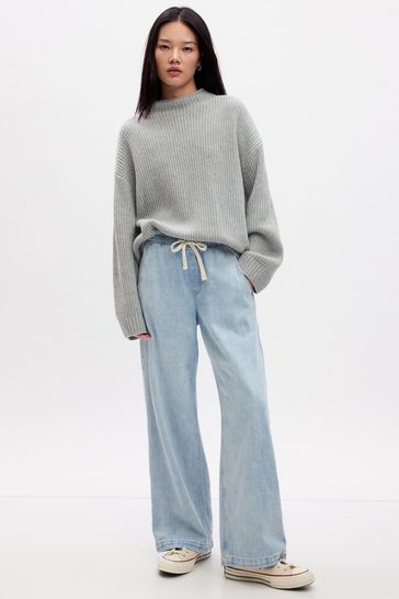 Wide leg sales pull on jeans