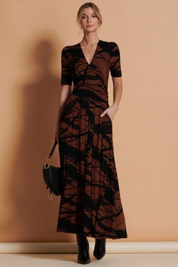 Buy Jolie Moi Wrap Front Viscose Maxi Black Dress from Next Luxembourg