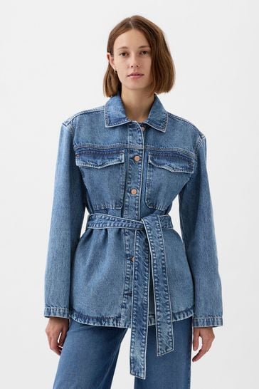 Mid length cheap denim jacket