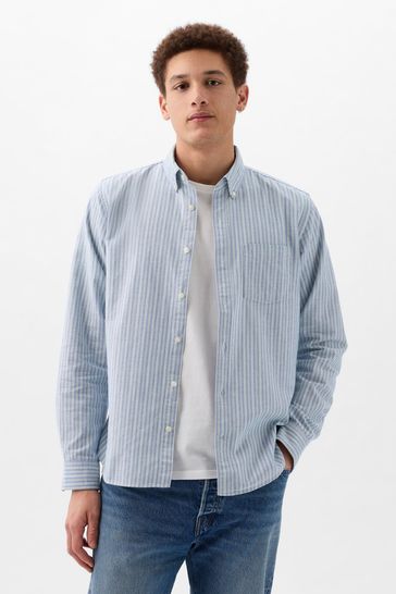 Gap Blue Classic Regular Fit Long Sleeve Oxford Shirt