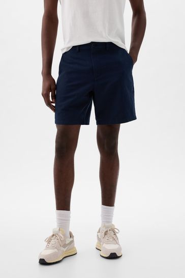 Gap Dark Blue Linen Cotton Flat Front Shorts