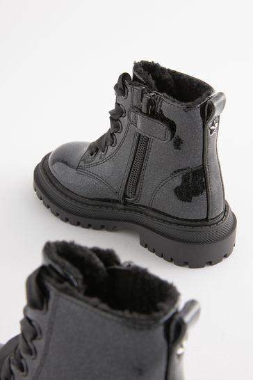 Buy Black Patient Standard Fit F Chunky Lace Up Boots from Next Bahrain
