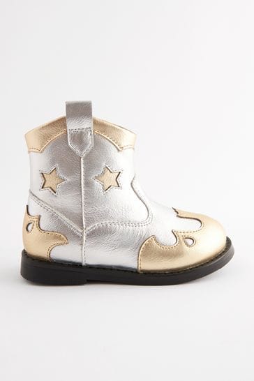 Buy Silver Metallic Western Boots from Next Greece