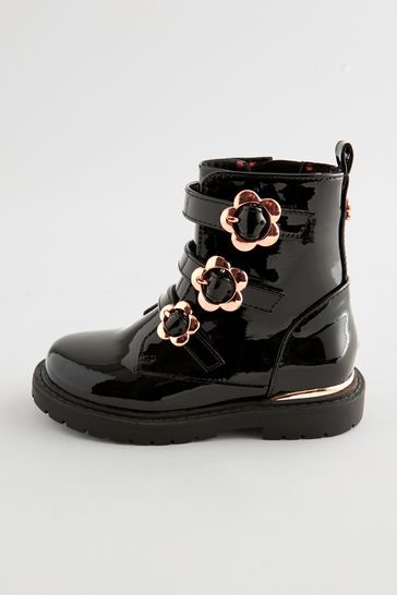 Kids black patent boots cheap