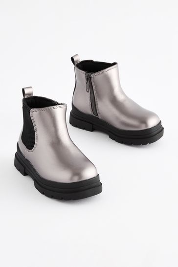Buy Pewter Grey Metallic Chelsea Chunky Boots from Next Canada