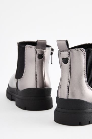 Buy Pewter Grey Metallic Chelsea Chunky Ankle Boots from Next Italy