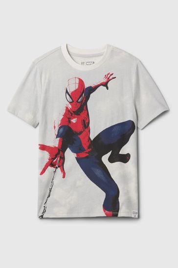 Gap White Marvel Spider-Man Short Sleeve Crew Neck T-Shirt (4-13yrs)
