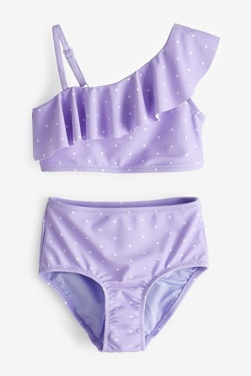 Gap Purple Dot Asymmetric Ruffle Bikini (4-12yrs)