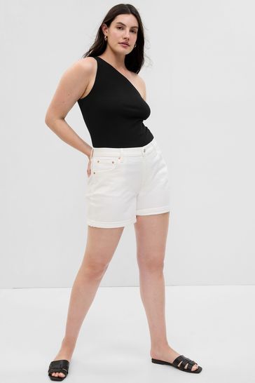 Gap White Denim Mid Rise Girlfriend Shorts