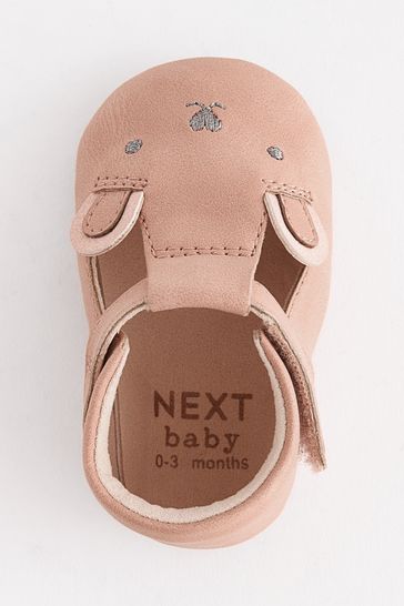 Tan Brown Bear T Bar Baby Shoes 0 24mths