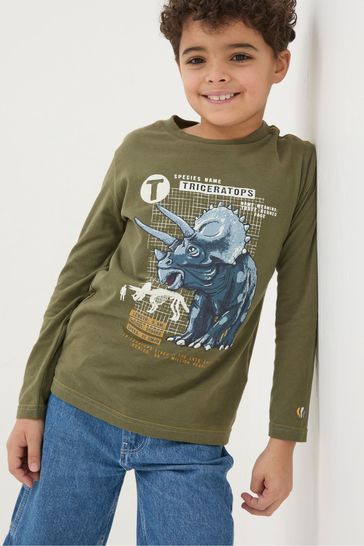 FatFace Green Triceratops Jersey T-Shirt
