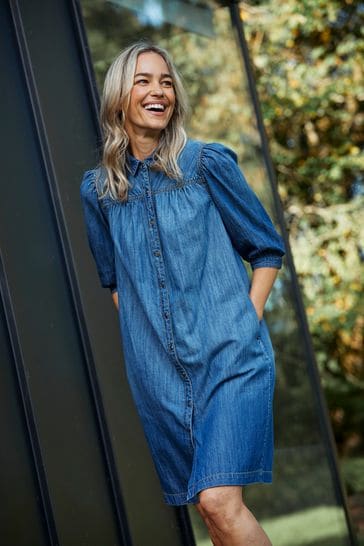 FatFace Blue Clara Denim Dress