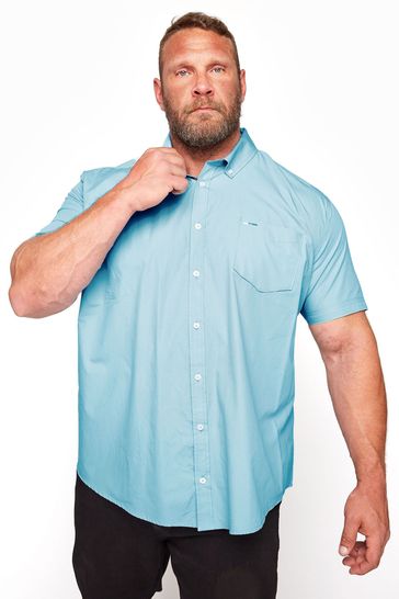 BadRhino Big & Tall Light Blue Short Sleeve Oxford Shirt