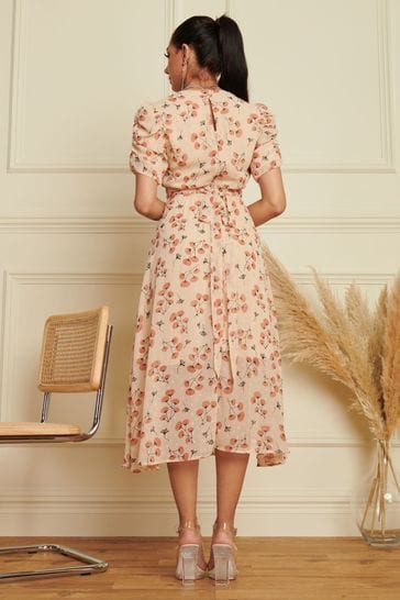 Chiffon wrap cheap dress midi