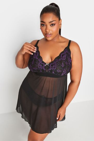 Buy Yours Curve Contrast Lace Babydoll Bra from the Laura Ashley