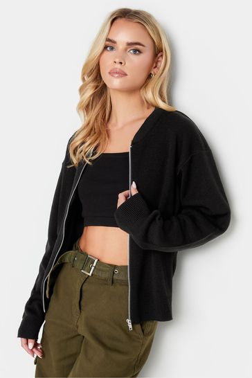 PixieGirl Petite Black Knitted Bomber Jacket