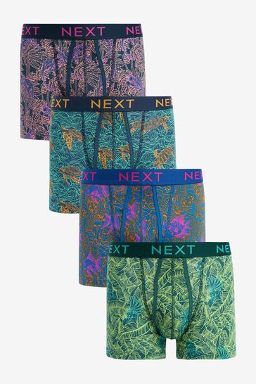 Navy Blue Colour Pop Animal 4 pack A-Front Boxers