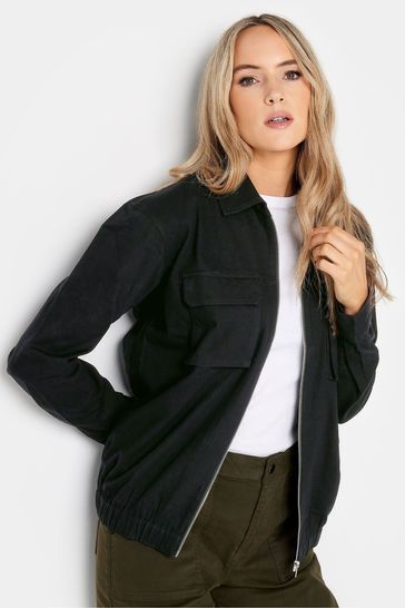 Long Tall Sally Black Collared Bomber Jacket