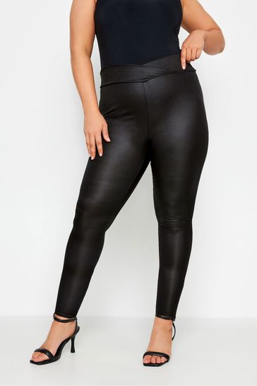 Buy Yours Curve Black Limited Ruched Wetlook Leggings from Next Germany