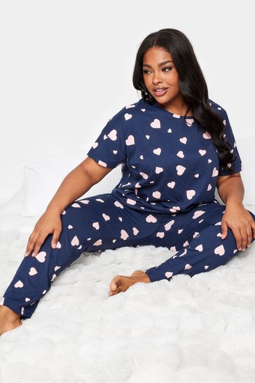 Yours Curve Blue Tapered Pyjamas Set