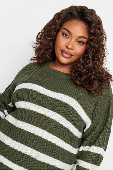 Green and white striped jumper on sale