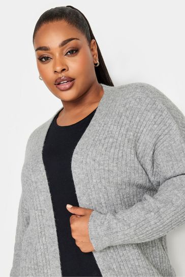 Buy Yours Curve Grey All Over Ribbed Edge To Edge Cardigan from Next Denmark