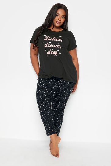 Buy Yours Curve Black Tapered Leg Pyjamas Set from Next Kuwait
