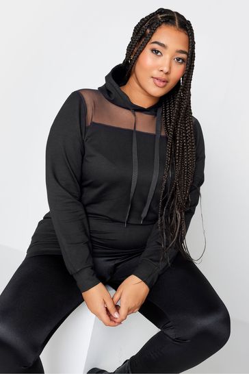 Yours Curve Black Mesh Panel Sweatshirt