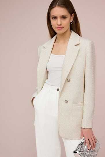 Ecru Fitted Boucle Blazer