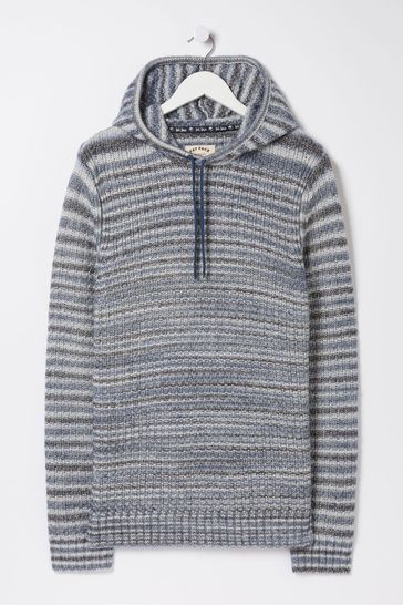 Buy FatFace Blue Trescowe Knitted Hoodie from Next Luxembourg