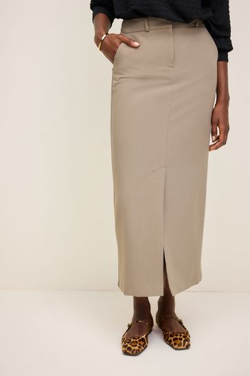 Brown Khaki Twill Skirt