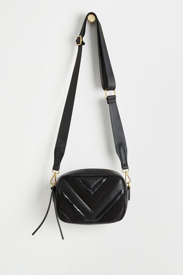 Buy Oliver Bonas Chevron Camera Cross Body Black Bag from Next