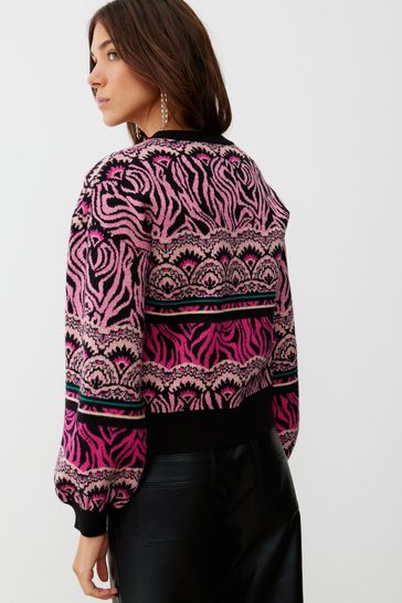 Buy Oliver Bonas Pink Wild Side Knitted Bomber Jumper from Next Italy