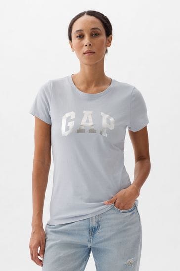 Gap Blue Cotton Logo Short Sleeve Crew Neck T-Shirt