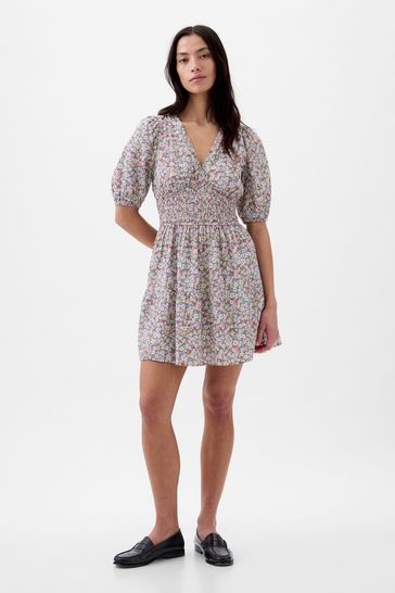 Buy Gap Red Puff Sleeve Smocked Mini Dress from Next Luxembourg