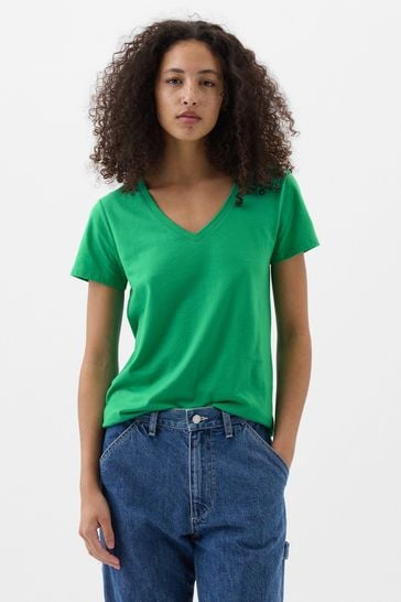 Gap Green Favorite Short Sleeve V Neck T-Shirt
