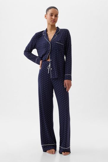 Pantalones de pijama modal azul marino con estampado de lunares de Gap