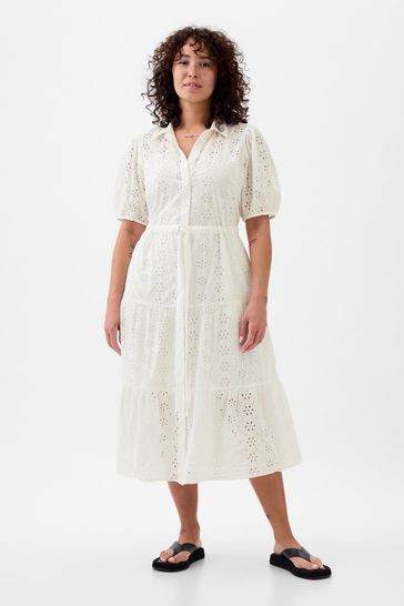 Long white new arrivals eyelet dress