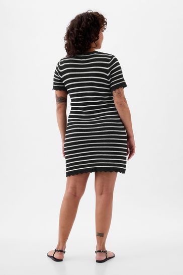 Buy Gap Black White Crochet Stripe Mini Dress from Next Luxembourg