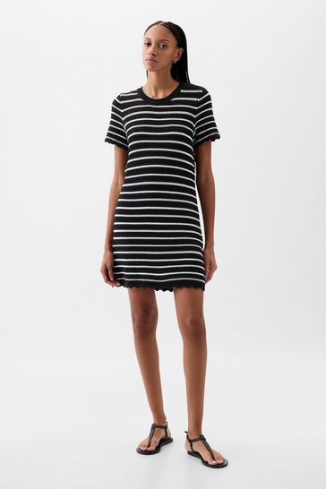Buy Gap Black White Crochet Stripe Mini Dress from Next Luxembourg