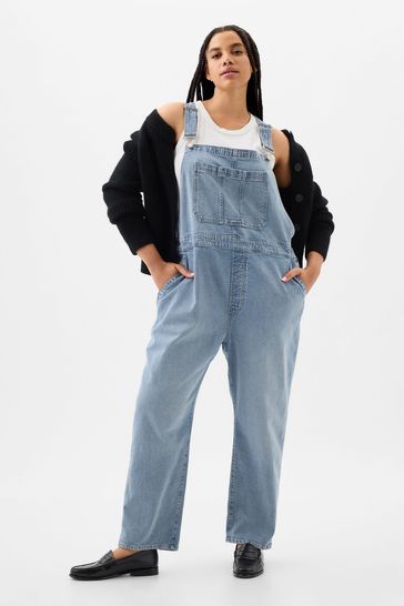 Gap Blue Slouchy Denim Dungarees with Washwell