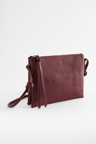 Berry Red Leather Cross-Body Bag
