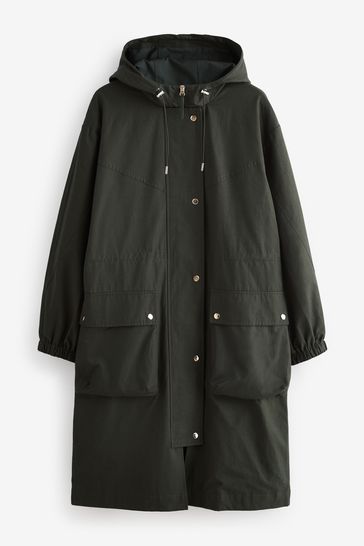 Buy Khaki Green Lightweight Shower Resistant Hooded Longline Parka from Next Bahrain